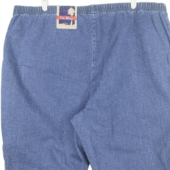 NWT L.A. Blues Women's Blue Denim Pants 30/32 Pull-on Stretch Elastic High Rise - Picture 4 of 10